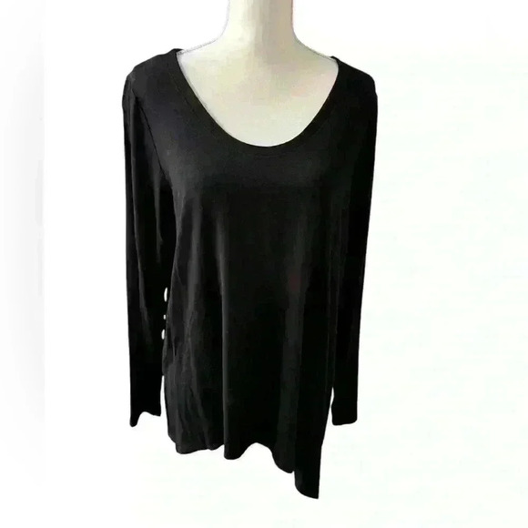 Eileen Fisher scoop neck long sleeved black asymmetrical tunic size 1X - Picture 1 of 6